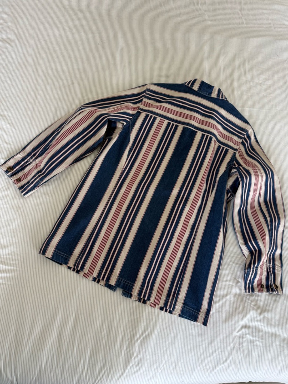 Vintage Ralph Lauren Striped Jean Jacket in Navy, White & Red - Picture 2 of 7